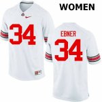 NCAA Ohio State Buckeyes Women's #34 Nate Ebner White Nike Football College Jersey NXB2045MN